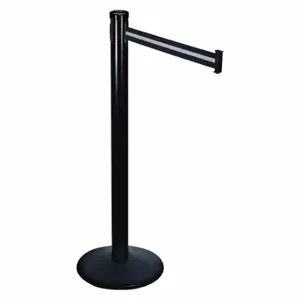 RETRACTA-BELT 301BA-BW Barrier Post With Belt, Aluminum, Black, 40 Inch Post Height, 2 1/2 Inch Post Dia, Sloped | CT8YAR 20YU47