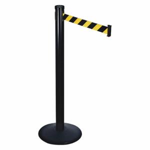 RETRACTA-BELT 301BA-BYD Barrier Post With Belt, Aluminum, Black, 40 Inch Post Height, 2 1/2 Inch Post Dia, Sloped | CT8WXQ 40CL14