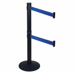 RETRACTA-BELT 301DBA-BL Barrier Post With Belt, Aluminum, Black, 40 Inch Post Height, 2 1/2 Inch Post Dia, Sloped | CT8WXP 20YU04