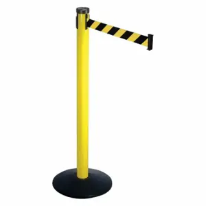 RETRACTA-BELT 301YA-BYD Barrier Post With Belt, Yellow, 40 Inch Post Height, 2 1/2 Inch Post Dia, Sloped | CT8YDG 20YU42