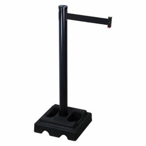 RETRACTA-BELT 302BA-BK Barrier Post With Belt, Aluminum, Black, 40 Inch Post Height, 2 1/2 Inch Post Dia, Square | CT8WYJ 20YU51