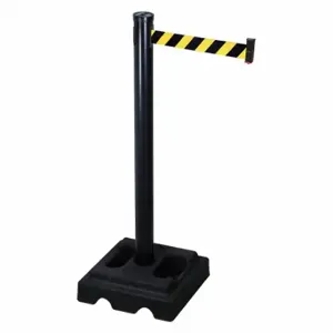 RETRACTA-BELT 302BA-BYD Barrier Post With Belt, Aluminum, Black, 40 Inch Post Height, 2 1/2 Inch Post Dia, Square | CT8WYH 20YU52