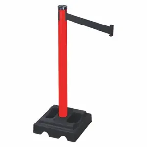 RETRACTA-BELT 302PRD-BK Barrier Post With Belt, PVC, Red, 40 Inch Post Height, 2 1/2 Inch Post Dia | CT8XVQ 40CL07