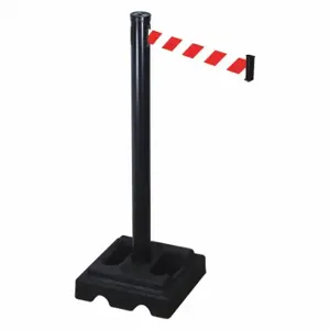 RETRACTA-BELT 302PSB-RWD Barrier Post With Belt, PVC, Black, 40 Inch Post Height, 2 1/2 Inch Post Dia | CT8XJY 40CL11