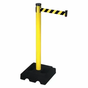 RETRACTA-BELT 302YA-BYD Barrier Post With Belt, Yellow, 40 Inch Post Height, 2 1/2 Inch Post Dia, Square | CT8XJD 20YU45