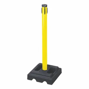 RETRACTA-BELT 302YA-RCV Belt Barrier Receiver Post, 40 Inch Height, Aluminum, Yellow, 2 1/2 Inch Post Dia, Square | CT8YKV 40CK93