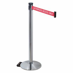 RETRACTA-BELT 304PAPC-AAO Barrier Post With Belt, Polished Aluminum, 40 Inch Post Height, 2 1/2 Inch Post Dia | CT8WYY 48VN39