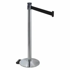 RETRACTA-BELT 304PAPC-BK Barrier Post With Belt, Polished Aluminum, 40 Inch Post Height, 2 1/2 Inch Post Dia | CT8YDC 48VN40