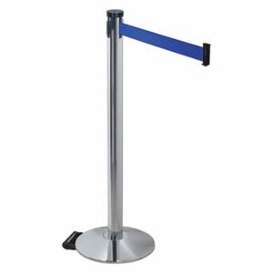 RETRACTA-BELT 304PAPC-BL Barrier Post With Belt, Polished Aluminum, 40 Inch Post Height, 2 1/2 Inch Post Dia | CT8XAA 48VN41