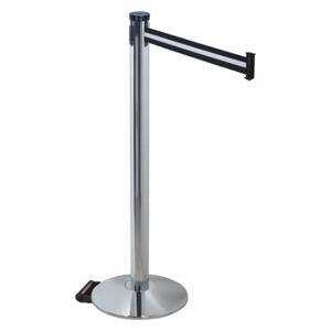 RETRACTA-BELT 304PAPC-BW Barrier Post With Belt, Polished Aluminum, 40 Inch Post Height, 2 1/2 Inch Post Dia | CT8XAL 48VN42