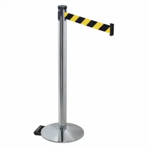 RETRACTA-BELT 304PAPC-BYD Barrier Post With Belt, Polished Aluminum, 40 Inch Post Height, 2 1/2 Inch Post Dia | CT8XAD 48VN43