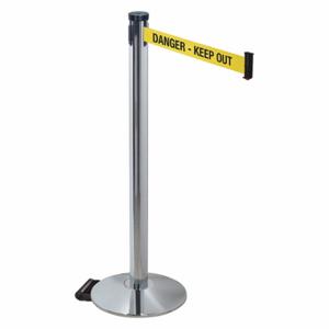 RETRACTA-BELT 304PAPC-DKO Barrier Post With Belt, Polished Aluminum, 40 Inch Post Height, 2 1/2 Inch Post Dia | CT8WYQ 48VN45