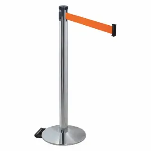 RETRACTA-BELT 304PAPC-FO Barrier Post With Belt, Polished Aluminum, 40 Inch Post Height, 2 1/2 Inch Post Dia | CT8WYW 48VN46