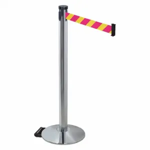 RETRACTA-BELT 304PAPC-MYD Barrier Post With Belt, Polished Aluminum, 40 Inch Post Height, 2 1/2 Inch Post Dia | CT8WYT 48VN48