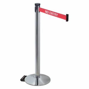 RETRACTA-BELT 304PAPC-NE Barrier Post With Belt, Polished Aluminum, 40 Inch Post Height, 2 1/2 Inch Post Dia | CT8WZX 48VN49