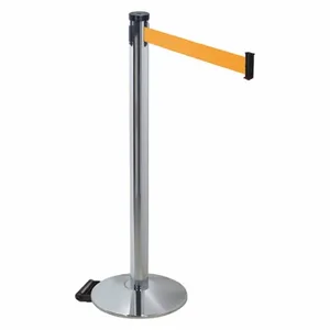 RETRACTA-BELT 304PAPC-OR Barrier Post With Belt, Polished Aluminum, 40 Inch Post Height, 2 1/2 Inch Post Dia | CT8WZG 48VN50