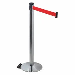 RETRACTA-BELT 304PAPC-RD Barrier Post With Belt, Polished Aluminum, 40 Inch Post Height, 2 1/2 Inch Post Dia | CT8WZW 48VN52