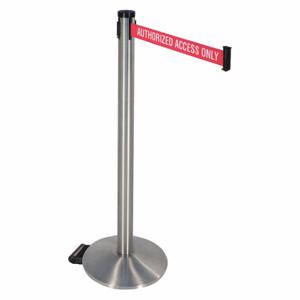 RETRACTA-BELT 304SS-AAO Barrier Post With Belt, Stainless Steel, Satin Stainless Steel, 40 Inch Post Height | CT8XYV 48VN75