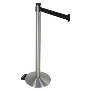 RETRACTA-BELT 304SS-BK Barrier Post With Belt, Stainless Steel, Satin Stainless Steel, 40 Inch Post Height | CT8XXU 48VN76