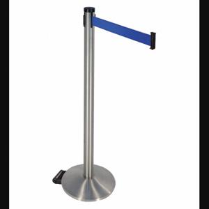 RETRACTA-BELT 304SS-BL Barrier Post With Belt, Stainless Steel, Satin Stainless Steel, 40 Inch Post Height | CT8XZF 48VN77