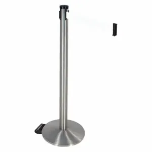 RETRACTA-BELT 304SS-WH Barrier Post With Belt, Stainless Steel, Satin Stainless Steel, 40 Inch Post Height | CT8XYW 48VN91