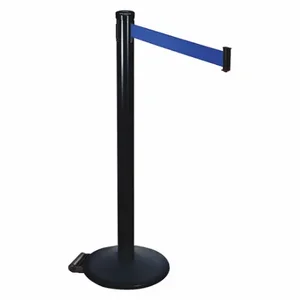 RETRACTA-BELT 305BA-BL Barrier Post With Belt, Aluminum, Powder Coated, 40 Inch Post Height, 2 1/2 Inch Post Dia | CT8XBA 48VN95