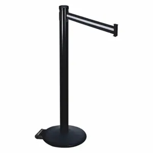 RETRACTA-BELT 305BA-BW Barrier Post With Belt, Aluminum, Powder Coated, 40 Inch Post Height, 2 1/2 Inch Post Dia | CT8XBL 48VN96