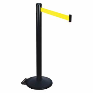 RETRACTA-BELT 305BA-FY Barrier Post With Belt, Aluminum, Powder Coated, 40 Inch Post Height, 2 1/2 Inch Post Dia | CT8XCG 48VP02