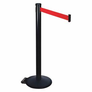 RETRACTA-BELT 305BA-RD Barrier Post With Belt, Aluminum, Powder Coated, 40 Inch Post Height, 2 1/2 Inch Post Dia | CT8XEG 48VP07