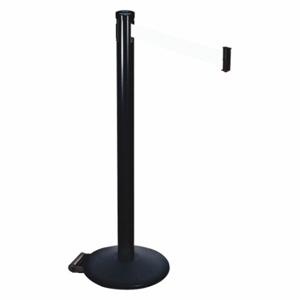 RETRACTA-BELT 305BA-WH Barrier Post With Belt, Aluminum, Powder Coated, 40 Inch Post Height, 2 1/2 Inch Post Dia | CT8XCM 48VP10
