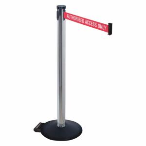 RETRACTA-BELT 305PA-AAO Barrier Post With Belt, Polished Aluminum, 40 Inch Post Height, 2 1/2 Inch Post Dia | CT8WZQ 48VP12