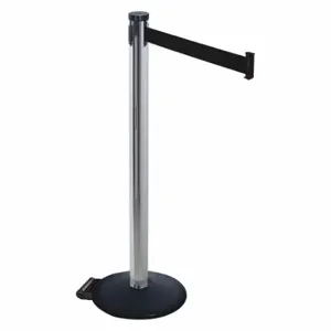 RETRACTA-BELT 305PA-BK Barrier Post With Belt, Polished Aluminum, 40 Inch Post Height, 2 1/2 Inch Post Dia | CT8WZY 48VP13