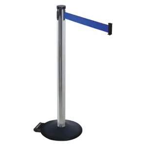 RETRACTA-BELT 305PA-BL Barrier Post With Belt, Polished Aluminum, 40 Inch Post Height, 2 1/2 Inch Post Dia | CT8WZR 48VP14