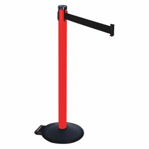 RETRACTA-BELT 305PRD-BK Barrier Post With Belt, PVC, 40 Inch Post Height, 2 1/2 Inch Post Dia, Sloped | CT8XKL 48VP31