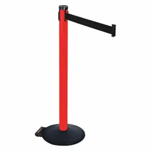 RETRACTA-BELT 305PRD-BK Barrier Post With Belt, PVC, 40 Inch Post Height, 2 1/2 Inch Post Dia, Sloped | CT8XKL 48VP31