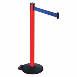 RETRACTA-BELT 305PRD-BL Barrier Post With Belt, PVC, 40 Inch Post Height, 2 1/2 Inch Post Dia, Sloped | CT8YCD 48VP32