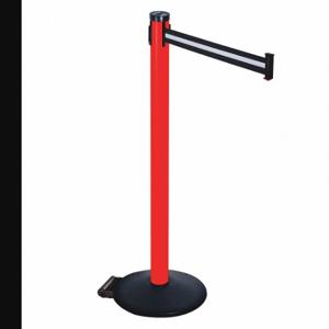 RETRACTA-BELT 305PRD-BW Barrier Post With Belt, PVC, 40 Inch Post Height, 2 1/2 Inch Post Dia, Sloped | CT8XLZ 48VP33