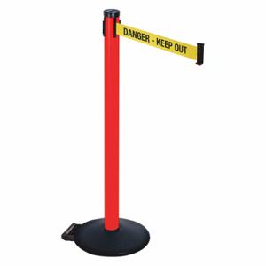 RETRACTA-BELT 305PRD-DKO Barrier Post With Belt, PVC, 40 Inch Post Height, 2 1/2 Inch Post Dia, Sloped | CT8XMV 48VP36