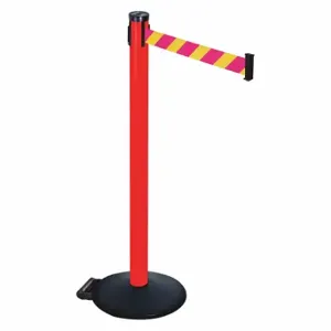 RETRACTA-BELT 305PRD-MYD Barrier Post With Belt, PVC, 40 Inch Post Height, 2 1/2 Inch Post Dia, Sloped | CT8XUH 48VP39