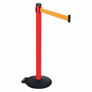 RETRACTA-BELT 305PRD-OR Barrier Post With Belt, PVC, 40 Inch Post Height, 2 1/2 Inch Post Dia, Sloped | CT8XMP 48VP41