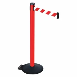 RETRACTA-BELT 305PRD-RWD Barrier Post With Belt, PVC, 40 Inch Post Height, 2 1/2 Inch Post Dia, Sloped | CT8XQL 48VP44