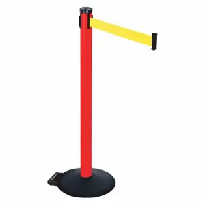 RETRACTA-BELT 305PRD-YW Barrier Post With Belt, PVC, 40 Inch Post Height, 2 1/2 Inch Post Dia, Sloped | CT8XNB 48VP47