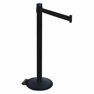 RETRACTA-BELT 305PSB-BK Barrier Post With Belt, PVC, 40 Inch Post Height, 2 1/2 Inch Post Dia, Sloped | CT8XRT 48VP49