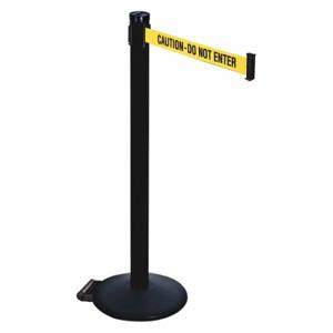 RETRACTA-BELT 305PSB-CAU Barrier Post With Belt, PVC, 40 Inch Post Height, 2 1/2 Inch Post Dia, Sloped | CT8XTL 48VP53