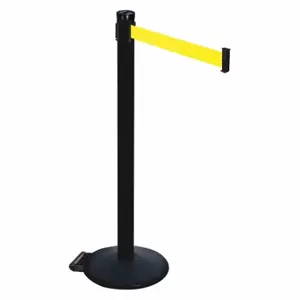 RETRACTA-BELT 305PSB-FY Barrier Post With Belt, PVC, 40 Inch Post Height, 2 1/2 Inch Post Dia, Sloped | CT8XNE 48VP56