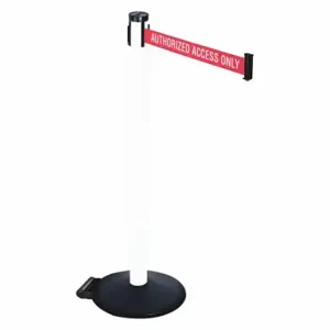 RETRACTA-BELT 305PWH-AAO Barrier Post With Belt, PVC, 40 Inch Post Height, 2 1/2 Inch Post Dia, Sloped | CT8XME 48VP66