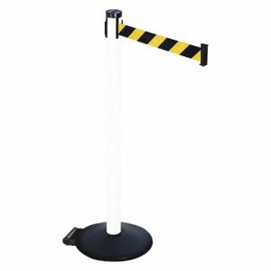 RETRACTA-BELT 305PWH-BYD Barrier Post With Belt, PVC, 40 Inch Post Height, 2 1/2 Inch Post Dia, Sloped | CT8XKT 48VP70