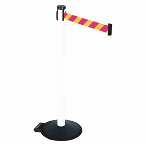 RETRACTA-BELT 305PWH-MYD Barrier Post With Belt, PVC, 40 Inch Post Height, 2 1/2 Inch Post Dia, Sloped | CT8YBZ 48VP75