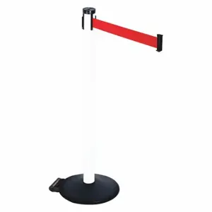 RETRACTA-BELT 305PWH-RD Barrier Post With Belt, PVC, 40 Inch Post Height, 2 1/2 Inch Post Dia, Sloped | CT8XRN 48VP79