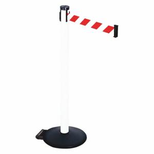 RETRACTA-BELT 305PWH-RWD Barrier Post With Belt, PVC, 40 Inch Post Height, 2 1/2 Inch Post Dia, Sloped | CT8XQD 48VP80